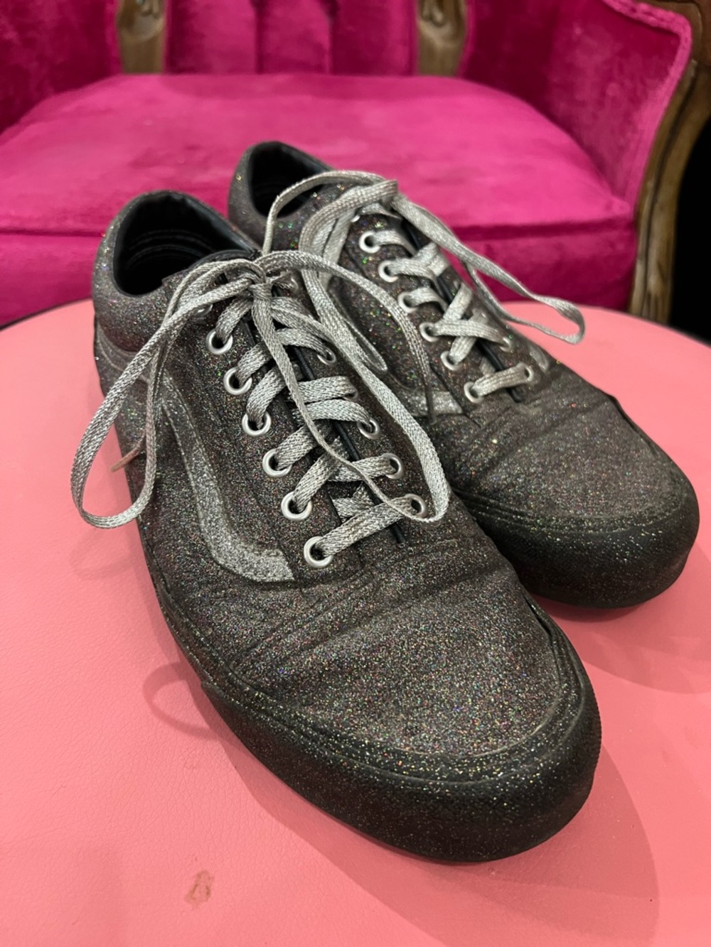 RARE opening ceremony Metallic Black Glitter Vans